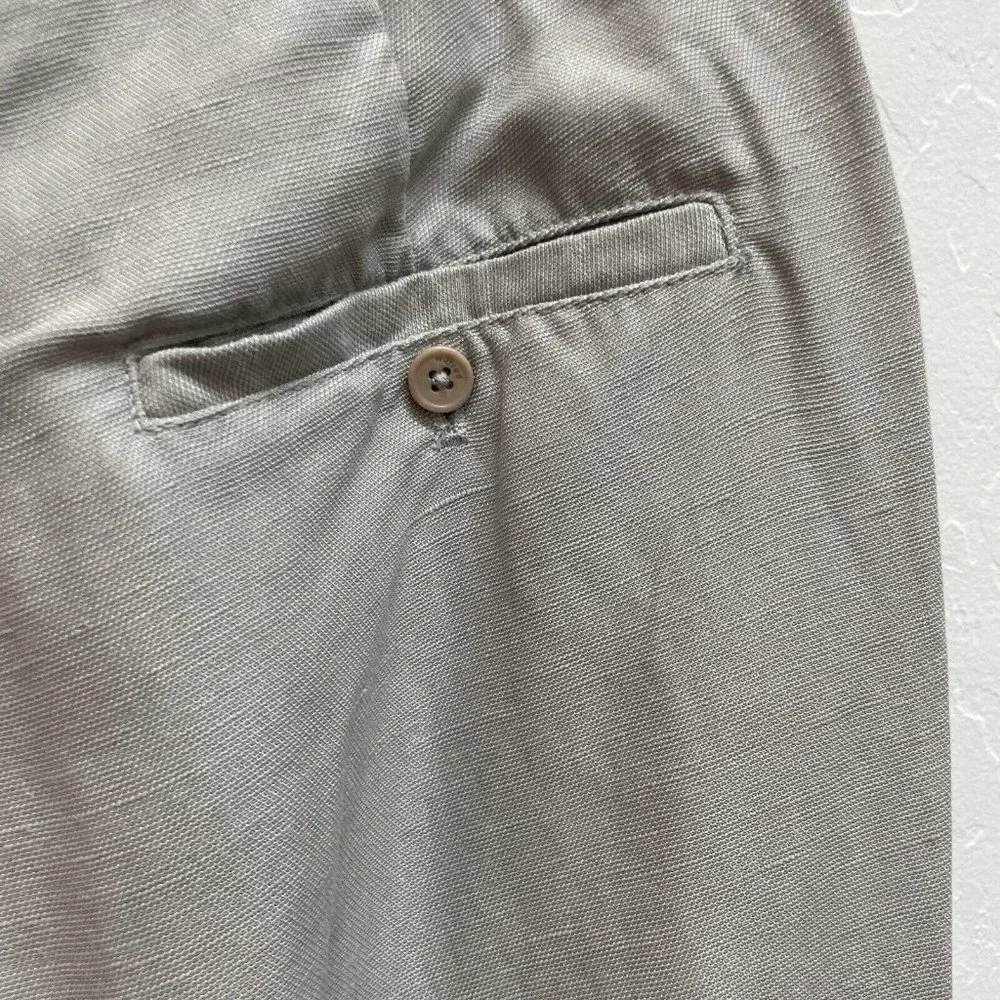 Wilfred Pants Womens 2 Cropped Cuffed Drawstring Lyocell Linen Gray‎ Button Fly